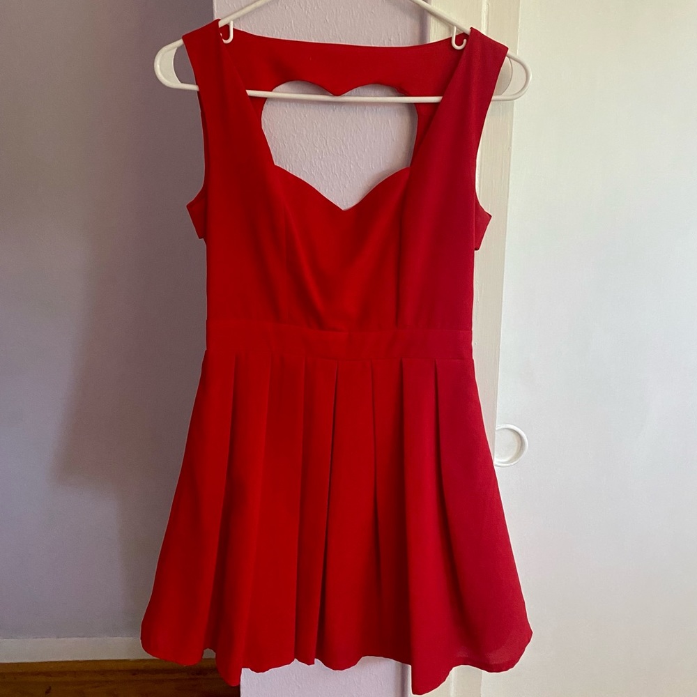 red dress with heart cut out in the back